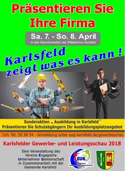 6. Karlsfelder Gewerbe- und Leistungsschau am 07/08. April 2018